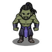 An orcish monk stands ready to fight.